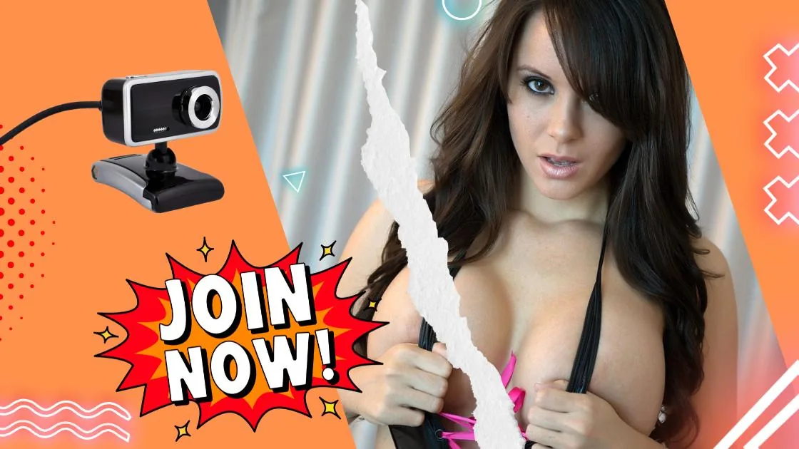 Topless cam girl inviting viewers to a 1-on-1 live webcam show